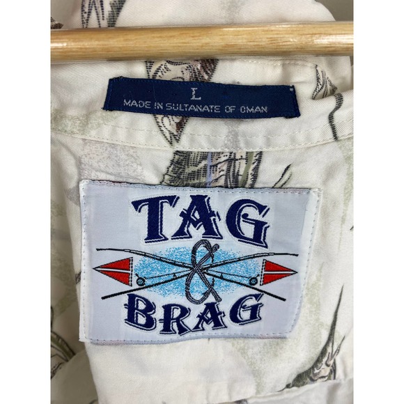 Tag & Brag All Over Print AOP Sword Fish Button Up Tee Shirt - L - Picture 4 of 12